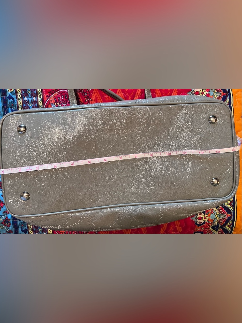 Like New Coach Signature Stitch Framed Carryall Shoulder Bag with Kisslock—Gray - Picture 12 of 16